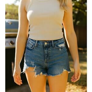 Urban Outfitters BDG Booty Shorts Ripped Distressed Raw Hem Cheeky Denim Size 26